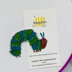 Magnetic Needle Minder Cross Stitch Inchworm Caterpillar / Fridge Magnet