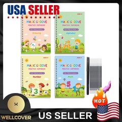 NEW 16Pcs Grooved Magic Practice Copybook Set Boy Girl Handwriting Book Practice