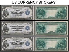 $5 Five Dollar 1914 Federal Reserve Bank Note (US CURRENCY STICKERS) (Lot OF 3)