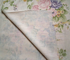3 yds x 60″w Polyester Fabric. Pale Yellow Pink Purple Green Floral NO STRETCH