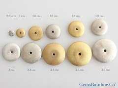 Brushed Silver Saucer Beads for jewelry Making, Solid Silver Button beads